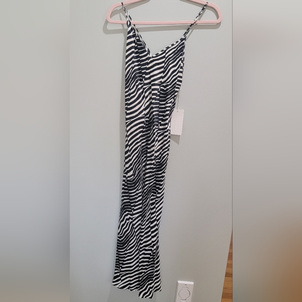Black and White Striped Midi Dress